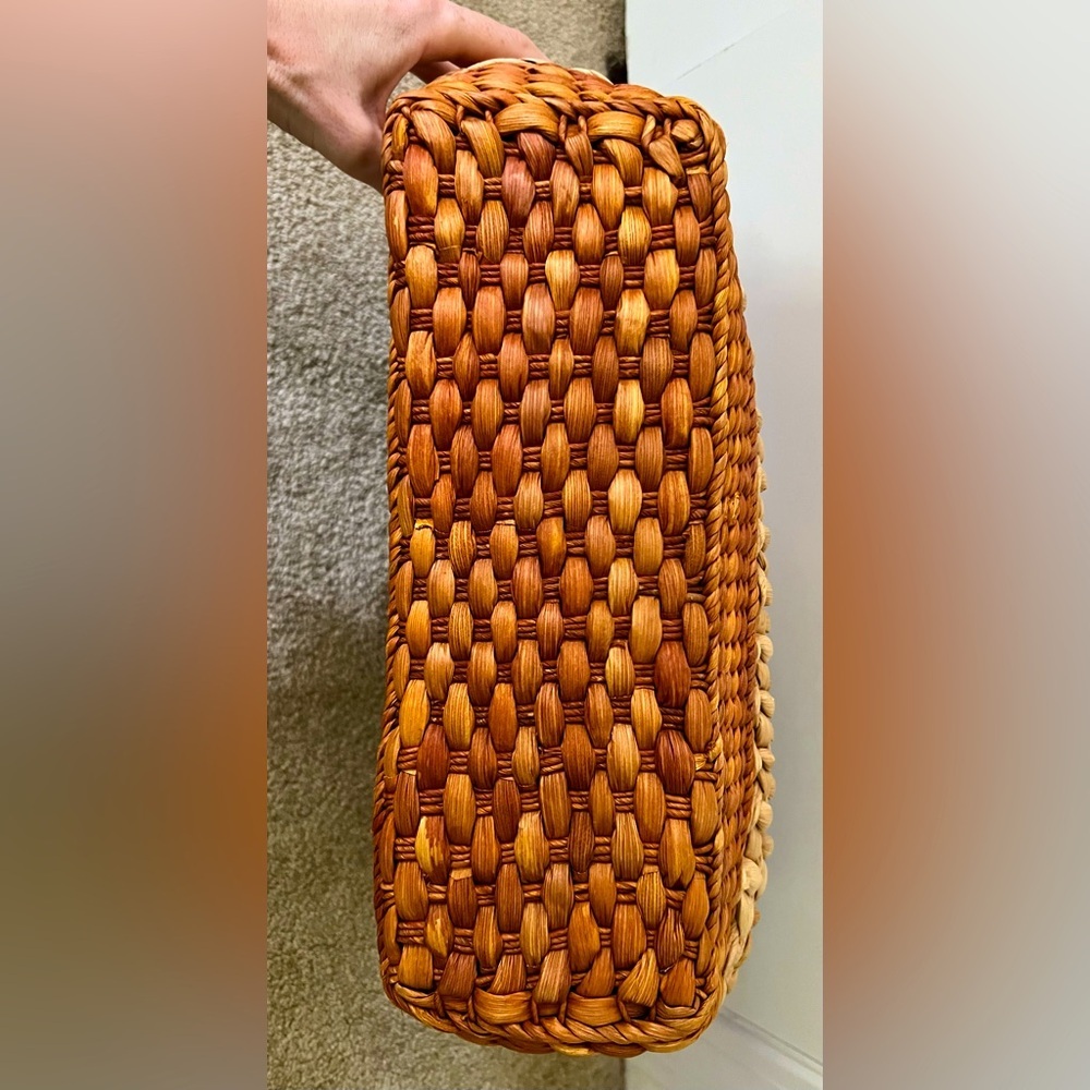 Brighton Large Brown and Tan Woven Tote Bag With Leopard Interior - Picture 3 of 5